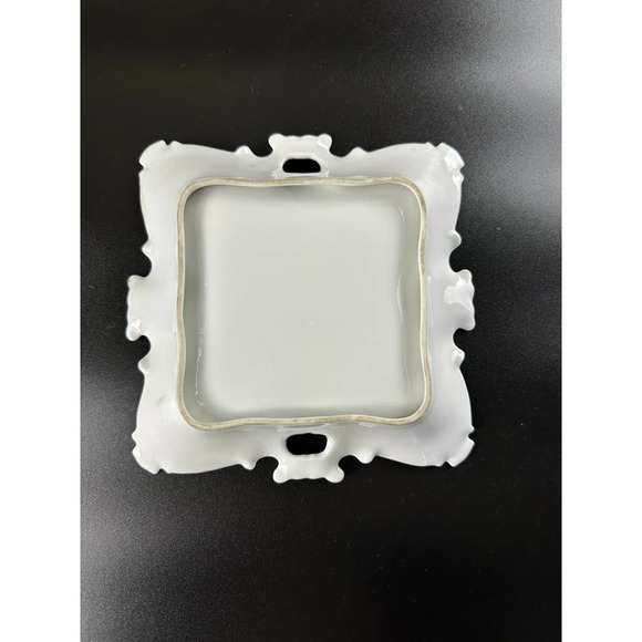 Vintage Porcelain Square China Plate - Hand-Painted Blue Purple Violet Flowers - Picture 6 of 10